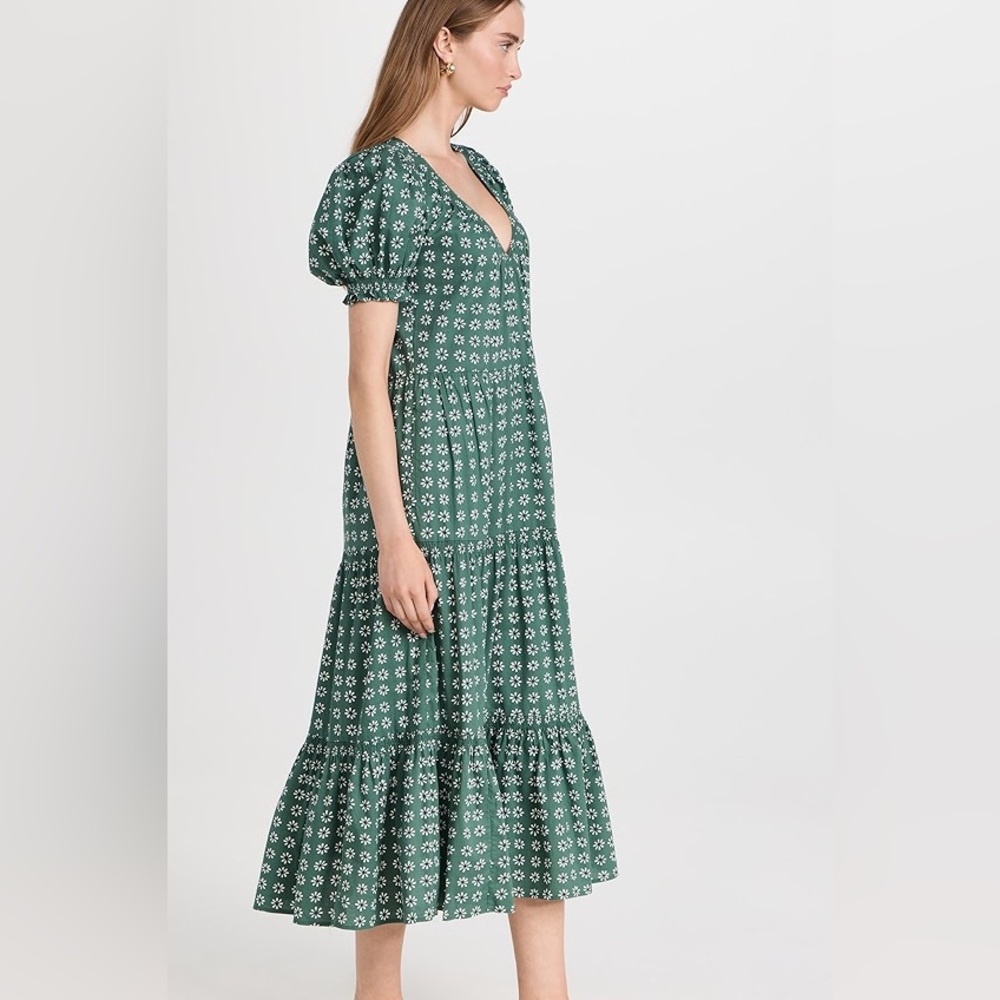 Sz 3 or L The Great green Dakota Midi Dress Floral Printed Puff Sleeve Cotton - Picture 2 of 13